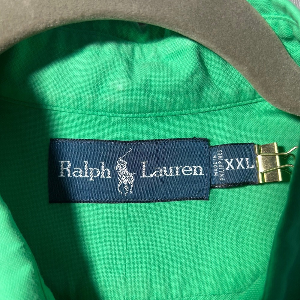 Ralph Lauren Button Down Shirt Mens XXL Green Cotton Preppy Classic Fit - Picture 2 of 16